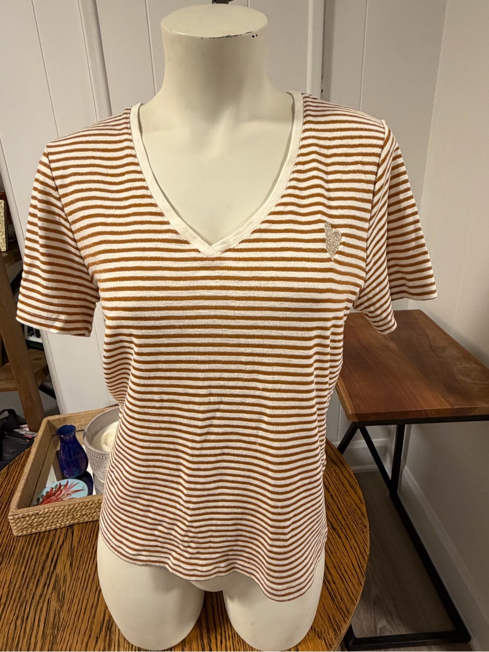 Mos Mosh Stripe V-Neck European Boutique Brand Luxe Feel